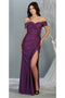 May Queen MQ1825 Off-Shoulder Fitted Evening Dress