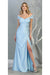 May Queen MQ1825 Off-Shoulder Fitted Evening Dress