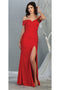 May Queen MQ1825 Off-Shoulder Fitted Evening Dress