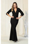 May Queen MQ1831 Elegant 3/4 Sleeve Plus-Size Gown