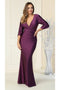 May Queen MQ1831 Elegant 3/4 Sleeve Plus-Size Gown