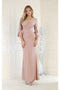 May Queen MQ1831 Elegant 3/4 Sleeve Plus-Size Gown