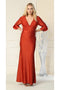 May Queen MQ1831 Elegant 3/4 Sleeve Plus-Size Gown