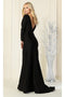 May Queen MQ1833 Long-Sleeve Stretch Bodycon Evening Dress