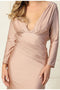 May Queen MQ1833 Long-Sleeve Stretch Bodycon Evening Dress