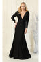 May Queen MQ1833 Long-Sleeve Stretch Bodycon Evening Dress