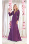 May Queen MQ1833 Long-Sleeve Stretch Bodycon Evening Dress