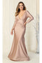 May Queen MQ1833 Long-Sleeve Stretch Bodycon Evening Dress