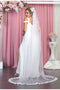 May Queen MQ1848B Elegant V-Neck Pleated Ivory Wedding Gown