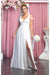 May Queen MQ1848B Elegant V-Neck Pleated Ivory Wedding Gown