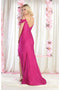 May Queen MQ1855 Cold-Shoulder Bodycon Prom Dress with Slit