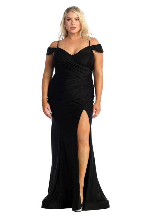May Queen MQ1855 Cold-Shoulder Bodycon Prom Dress with Slit