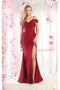 May Queen MQ1855 Cold-Shoulder Bodycon Prom Dress with Slit