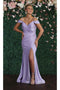 May Queen MQ1855 Cold-Shoulder Bodycon Prom Dress with Slit