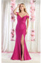 May Queen MQ1855 Cold-Shoulder Bodycon Prom Dress with Slit