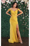 May Queen MQ1855 Cold-Shoulder Bodycon Prom Dress with Slit