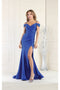 May Queen MQ1855 Cold-Shoulder Bodycon Prom Dress with Slit