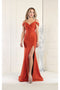 May Queen MQ1855 Cold-Shoulder Bodycon Prom Dress with Slit