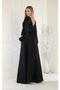 May Queen MQ1857 Split Long-Sleeve High-Slit Elegant Evening Gown