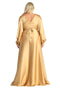 May Queen MQ1857 Split Long-Sleeve High-Slit Elegant Evening Gown