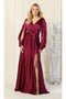 May Queen MQ1857 Split Long-Sleeve High-Slit Elegant Evening Gown