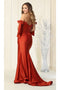 May Queen MQ1858 Ruched Off-Shoulder Stretch Prom Dress