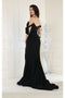 May Queen MQ1858 Ruched Off-Shoulder Stretch Prom Dress