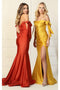 May Queen MQ1858 Ruched Off-Shoulder Stretch Prom Dress