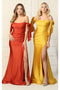 May Queen MQ1858 Ruched Off-Shoulder Stretch Prom Dress