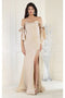 May Queen MQ1858 Ruched Off-Shoulder Stretch Prom Dress