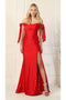 May Queen MQ1858 Ruched Off-Shoulder Stretch Prom Dress