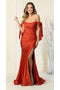 May Queen MQ1858 Ruched Off-Shoulder Stretch Prom Dress