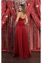 May Queen MQ1869 V-Neck High-Slit Simple Long Bridesmaid Dress