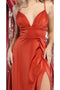 May Queen MQ1869 V-Neck High-Slit Simple Long Bridesmaid Dress