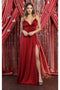 May Queen MQ1869 V-Neck High-Slit Simple Long Bridesmaid Dress