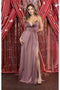 May Queen MQ1869 V-Neck High-Slit Simple Long Bridesmaid Dress