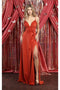 May Queen MQ1869 V-Neck High-Slit Simple Long Bridesmaid Dress