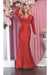 May Queen MQ1873 Long-Sleeve Stretchy V-Neck Bodycon Evening Gown