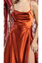 May Queen MQ1901 Scoop Neck High-Slit Long Satin Bridesmaid Dress