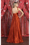 May Queen MQ1901 Scoop Neck High-Slit Long Satin Bridesmaid Dress