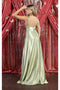 May Queen MQ1901 Scoop Neck High-Slit Long Satin Bridesmaid Dress