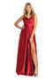 May Queen MQ1901 Scoop Neck High-Slit Long Satin Bridesmaid Dress