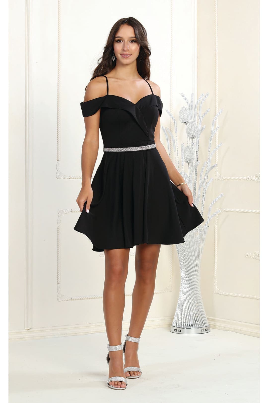 May Queen MQ1916 Cold-Shoulder Fit & Flare Short Prom Dress– sheerdreamz