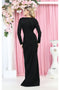 May Queen MQ1924 V-Neck Long-Sleeve Shimmer Formal Dress