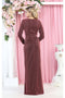 May Queen MQ1924 V-Neck Long-Sleeve Shimmer Formal Dress