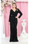 May Queen MQ1924 V-Neck Long-Sleeve Shimmer Formal Dress