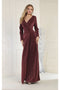 May Queen MQ1924 V-Neck Long-Sleeve Shimmer Formal Dress