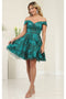 May Queen MQ1933 Off-Shoulder A-Line Holiday Party Homecoming Dress