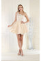 May Queen MQ1937 One-Shoulder Glitter Short Homecoming Dress