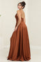 May Queen MQ1945R Sleeveless High Slit Bridesmaid Gown in Rust